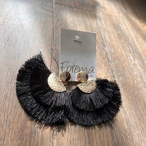 Forema Boutique Black and Gold Tassel Earrings